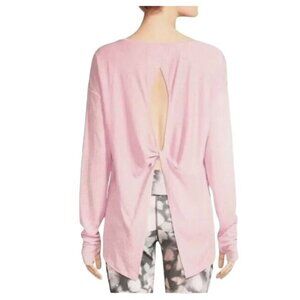 Askya Tee Athleisure Pink Open Twist Back Long Sleeve Yoga Casual Summer NEW